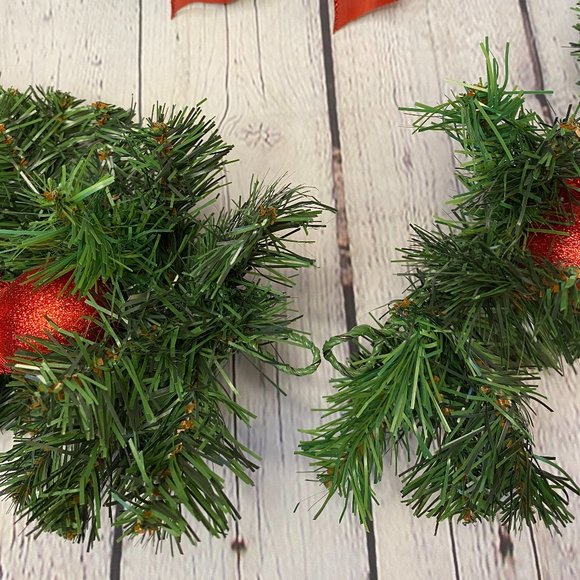 Christmas fireplace Garland Bow Pine cones 9 feet RED - Picture 4 of 6